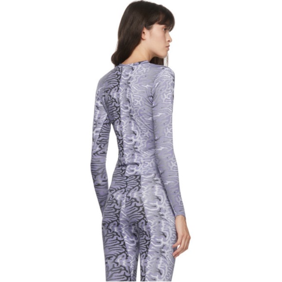 MAISIE WILEN BLUE GRAY WHITE BRAIN PRINT BODY SHOP LONG SLEEVE T-SHIRT TOP - Picture 8 of 10